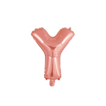 Palloncino mylar 14" Cm. 35 con valvola - Rosa Gold - Lettera Y