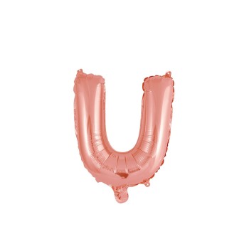 Palloncino mylar 14" Cm. 35 con valvola - Rosa Gold - Lettera U