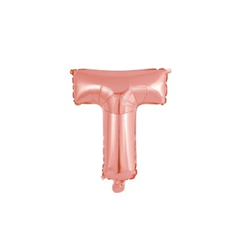 Palloncino mylar 14" Cm. 35 con valvola - Rosa Gold - Lettera T