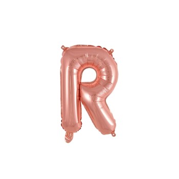 Palloncino mylar 14" Cm. 35 con valvola - Rosa Gold - Lettera R