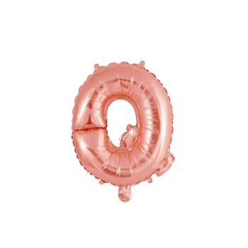 Palloncino mylar 14" Cm. 35 con valvola - Rosa Gold - Lettera Q