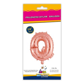 Palloncino mylar 14" Cm. 35 con valvola - Rosa Gold - Lettera Q 2