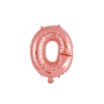 Palloncino mylar 14" Cm. 35 con valvola - Rosa Gold - Lettera O