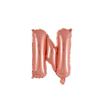 Palloncino mylar 14" Cm. 35 con valvola - Rosa Gold - Lettera N