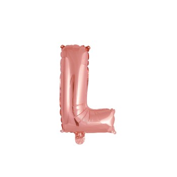 Palloncino mylar 14" Cm. 35 con valvola - Rosa Gold - Lettera L