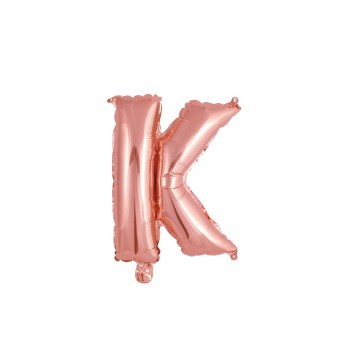 Palloncino mylar 14" Cm. 35 con valvola - Rosa Gold - Lettera K