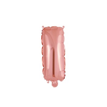 Palloncino mylar 14" Cm. 35 con valvola - Rosa Gold - Lettera I