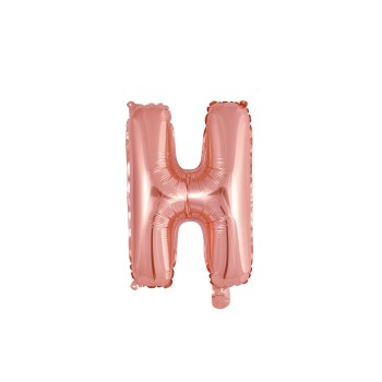 Palloncino mylar 14" Cm. 35 con valvola - Rosa Gold - Lettera H