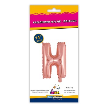 Palloncino mylar 14" Cm. 35 con valvola - Rosa Gold - Lettera H 2
