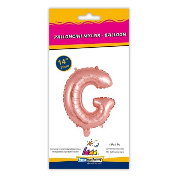 Palloncino mylar 14" Cm. 35 con valvola - Rosa Gold - Lettera G 2