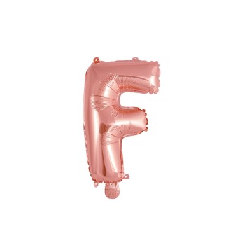 Palloncino mylar 14" Cm. 35 con valvola - Rosa Gold - Lettera F
