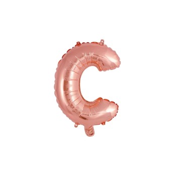 Palloncino mylar 14" Cm. 35 con valvola - Rosa Gold - Lettera C