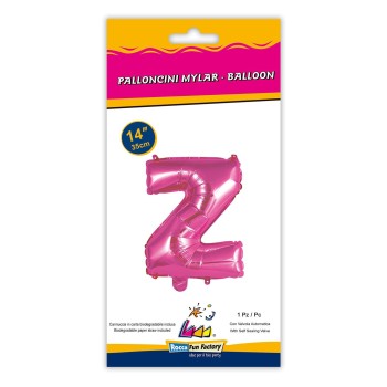Palloncino mylar 14" Cm. 35 con valvola - Fuxia - Lettera Z 2