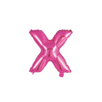 Palloncino mylar 14" Cm. 35 con valvola - Fuxia - Lettera X