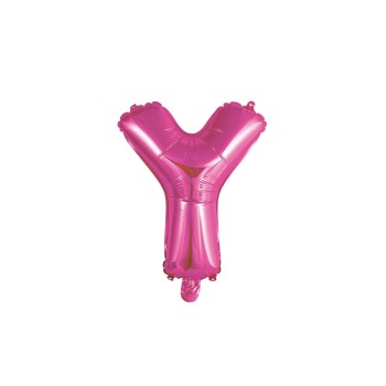 Palloncino mylar 14" Cm. 35 con valvola - Fuxia - Lettera Y