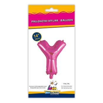 Palloncino mylar 14" Cm. 35 con valvola - Fuxia - Lettera Y 2