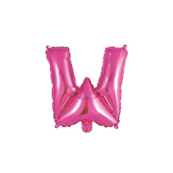 Palloncino mylar 14" Cm. 35 con valvola - Fuxia - Lettera W