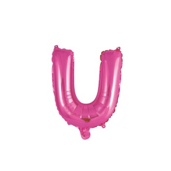 Palloncino mylar 14" Cm. 35 con valvola - Fuxia - Lettera U