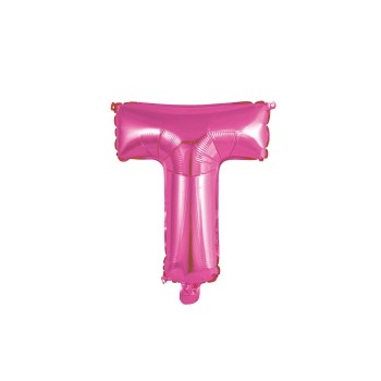Palloncino mylar 14" Cm. 35 con valvola - Fuxia - Lettera T