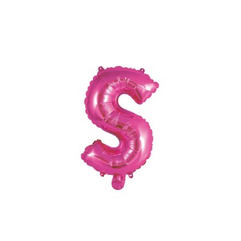 Palloncino mylar 14" Cm. 35 con valvola - Fuxia - Lettera S