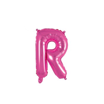 Palloncino mylar 14" Cm. 35 con valvola - Fuxia - Lettera R