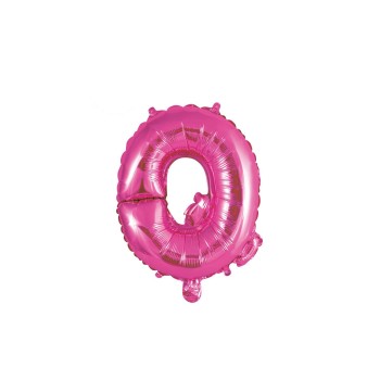 Palloncino mylar 14" Cm. 35 con valvola - Fuxia - Lettera Q