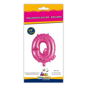 Palloncino mylar 14" Cm. 35 con valvola - Fuxia - Lettera Q 2