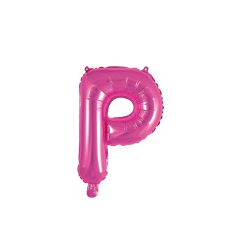 Palloncino mylar 14" Cm. 35 con valvola - Fuxia - Lettera P