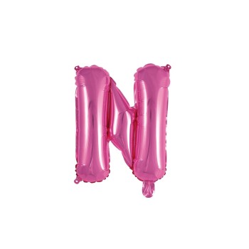 Palloncino mylar 14" Cm. 35 con valvola - Fuxia - Lettera N