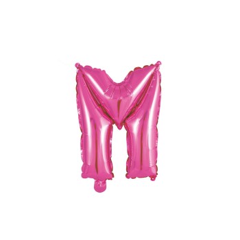 Palloncino mylar 14" Cm. 35 con valvola - Fuxia - Lettera M