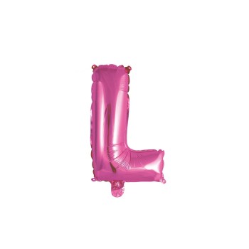 Palloncino mylar 14" Cm. 35 con valvola - Fuxia - Lettera L