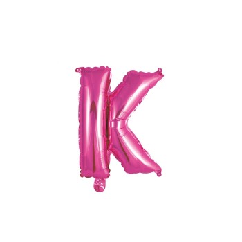 Palloncino mylar 14" Cm. 35 con valvola - Fuxia - Lettera K