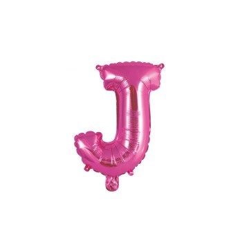 Palloncino mylar 14" Cm. 35 con valvola - Fuxia - Lettera J