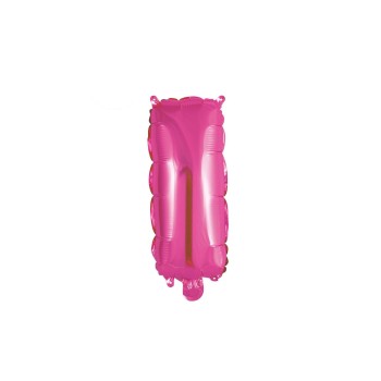 Palloncino mylar 14" Cm. 35 con valvola - Fuxia - Lettera I