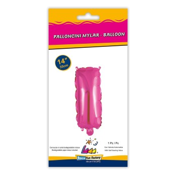Palloncino mylar 14" Cm. 35 con valvola - Fuxia - Lettera I 2