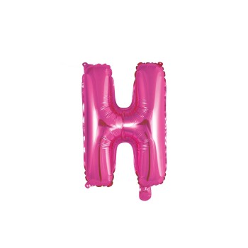 Palloncino mylar 14" Cm. 35 con valvola - Fuxia - Lettera H