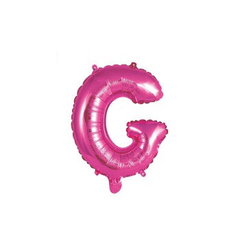 Palloncino mylar 14" Cm. 35 con valvola - Fuxia - Lettera G