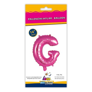 Palloncino mylar 14" Cm. 35 con valvola - Fuxia - Lettera G 2