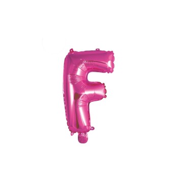 Palloncino mylar 14" Cm. 35 con valvola - Fuxia - Lettera F