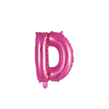 Palloncino mylar 14" Cm. 35 con valvola - Fuxia - Lettera D