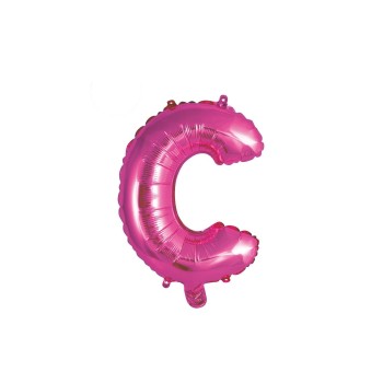 Palloncino mylar 14" Cm. 35 con valvola - Fuxia - Lettera C