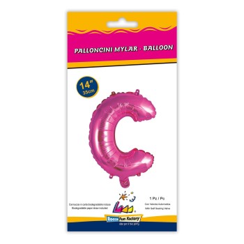 Palloncino mylar 14" Cm. 35 con valvola - Fuxia - Lettera C 2