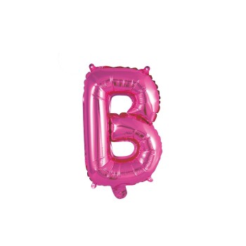 Palloncino mylar 14" Cm. 35 con valvola - Fuxia - Lettera B
