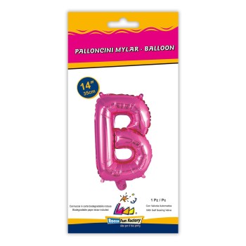 Palloncino mylar 14" Cm. 35 con valvola - Fuxia - Lettera B 2