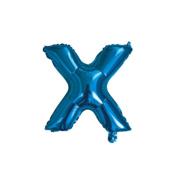 Palloncino mylar 14" Cm. 35 con valvola - Blu - Lettera X