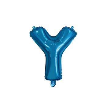 Palloncino mylar 14" Cm. 35 con valvola - Blu - Lettera Y