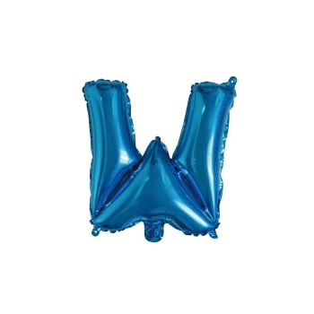 Palloncino mylar 14" Cm. 35 con valvola - Blu - Lettera W