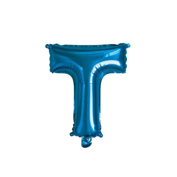 Palloncino mylar 14" Cm. 35 con valvola - Blu - Lettera T