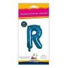 Palloncino mylar 14" Cm. 35 con valvola - Blu - Lettera R