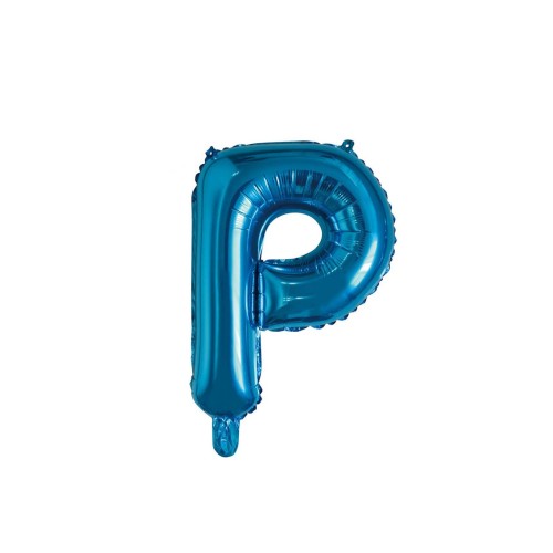 Palloncino mylar 14" Cm. 35 con valvola - Blu - Lettera P